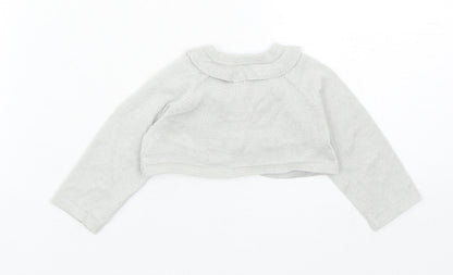 Monsoon Girls Grey Cotton Cardigan Jumper Size 0-3 Months Button