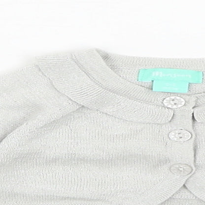 Monsoon Girls Grey Cotton Cardigan Jumper Size 0-3 Months Button