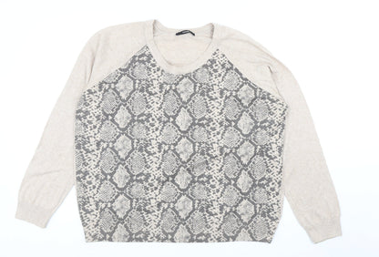 George Womens Beige Round Neck Animal Print Polyester Pullover Jumper Size 20 - Snakeskin Pattern