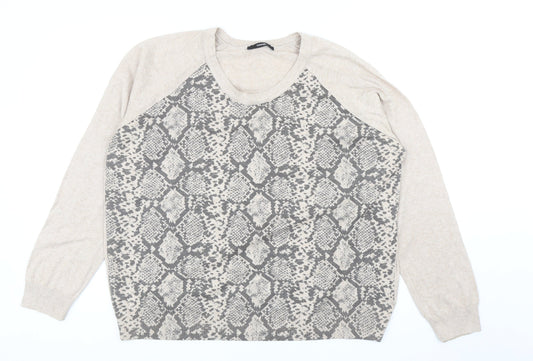 George Womens Beige Round Neck Animal Print Polyester Pullover Jumper Size 20 - Snakeskin Pattern
