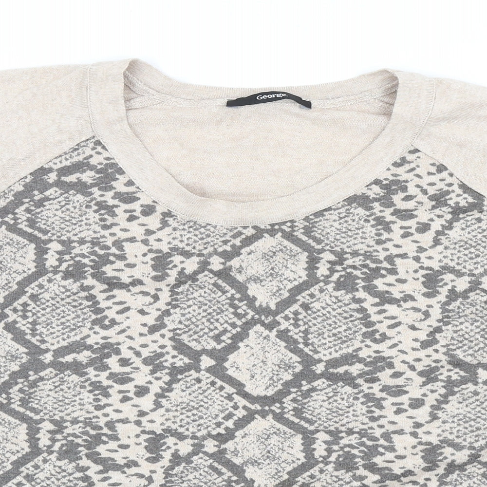 George Womens Beige Round Neck Animal Print Polyester Pullover Jumper Size 20 - Snakeskin Pattern