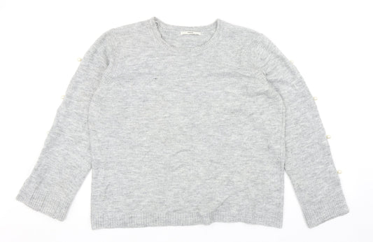 George Womens Grey Round Neck Acrylic Pullover Jumper Size 16