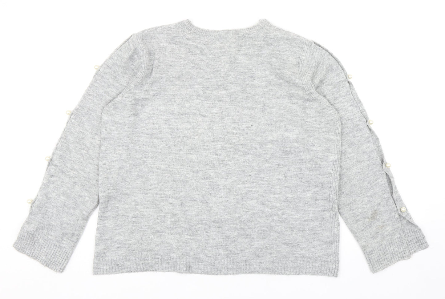 George Womens Grey Round Neck Acrylic Pullover Jumper Size 16