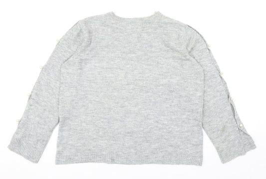 George Womens Grey Round Neck Acrylic Pullover Jumper Size 16