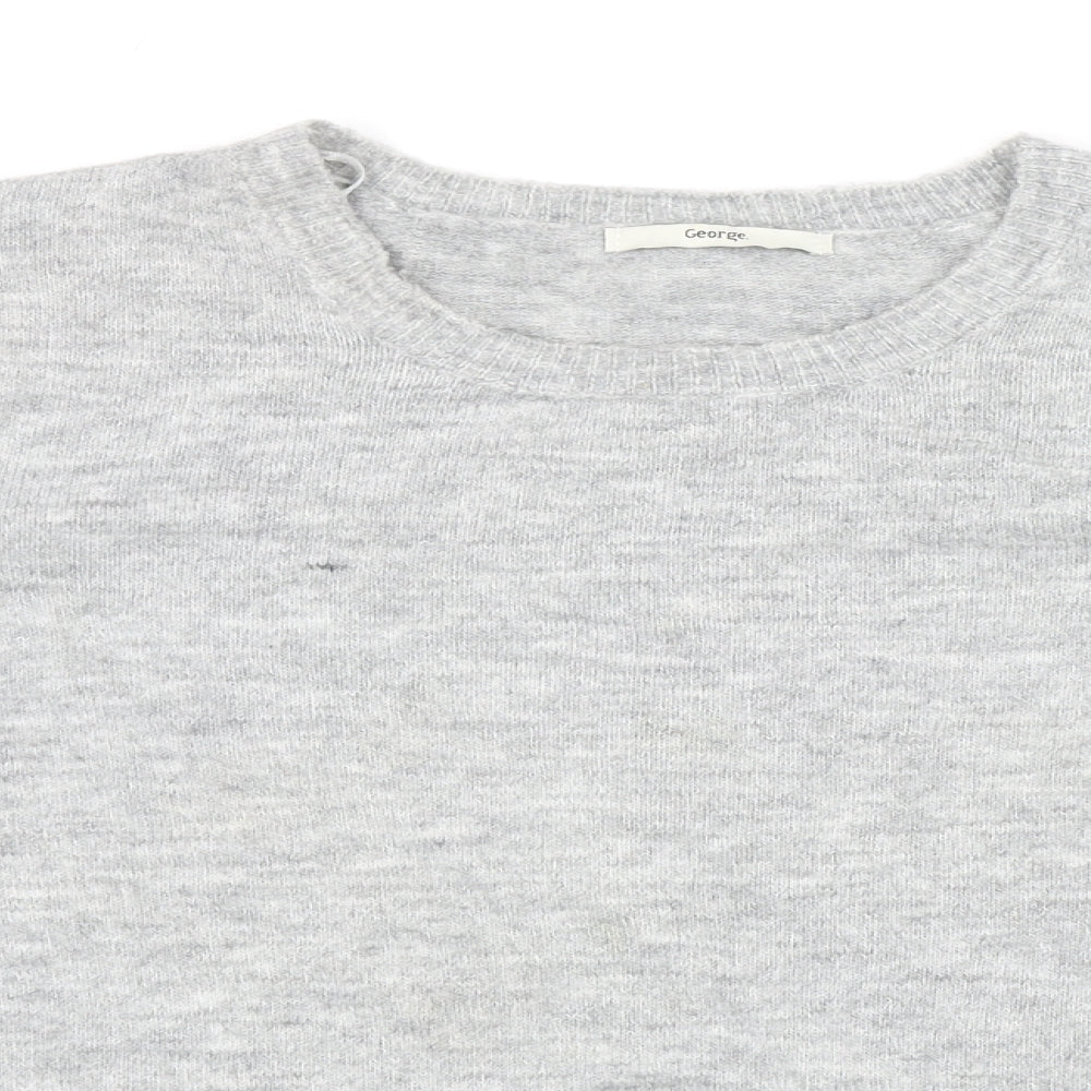 George Womens Grey Round Neck Acrylic Pullover Jumper Size 16