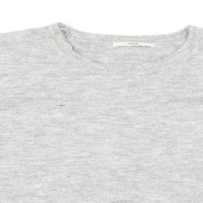 George Womens Grey Round Neck Acrylic Pullover Jumper Size 16