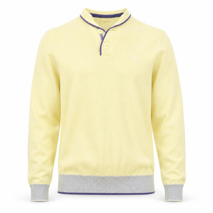 Cedarwood State Mens Yellow V-Neck Cotton Henley Jumper Size XS