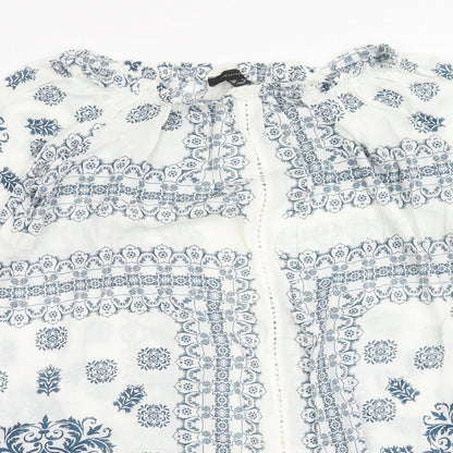 Atmosphere Womens White Geometric Viscose A-Line Size 8 Round Neck Pullover