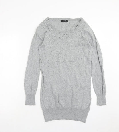 George Womens Grey Cotton Jumper Dress Size 8 Round Neck Pullover