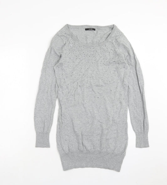 George Womens Grey Cotton Jumper Dress Size 8 Round Neck Pullover