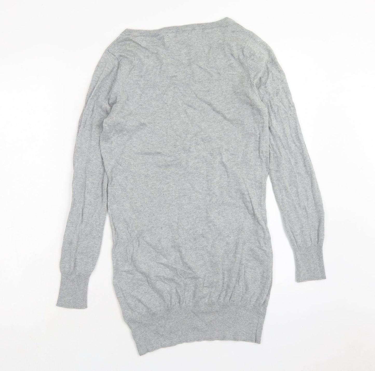 George Womens Grey Cotton Jumper Dress Size 8 Round Neck Pullover