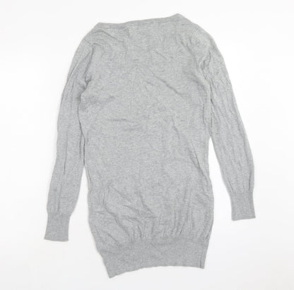 George Womens Grey Cotton Jumper Dress Size 8 Round Neck Pullover