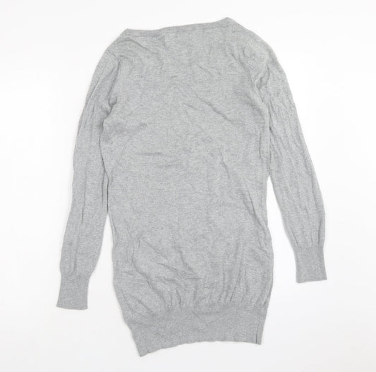 George Womens Grey Cotton Jumper Dress Size 8 Round Neck Pullover