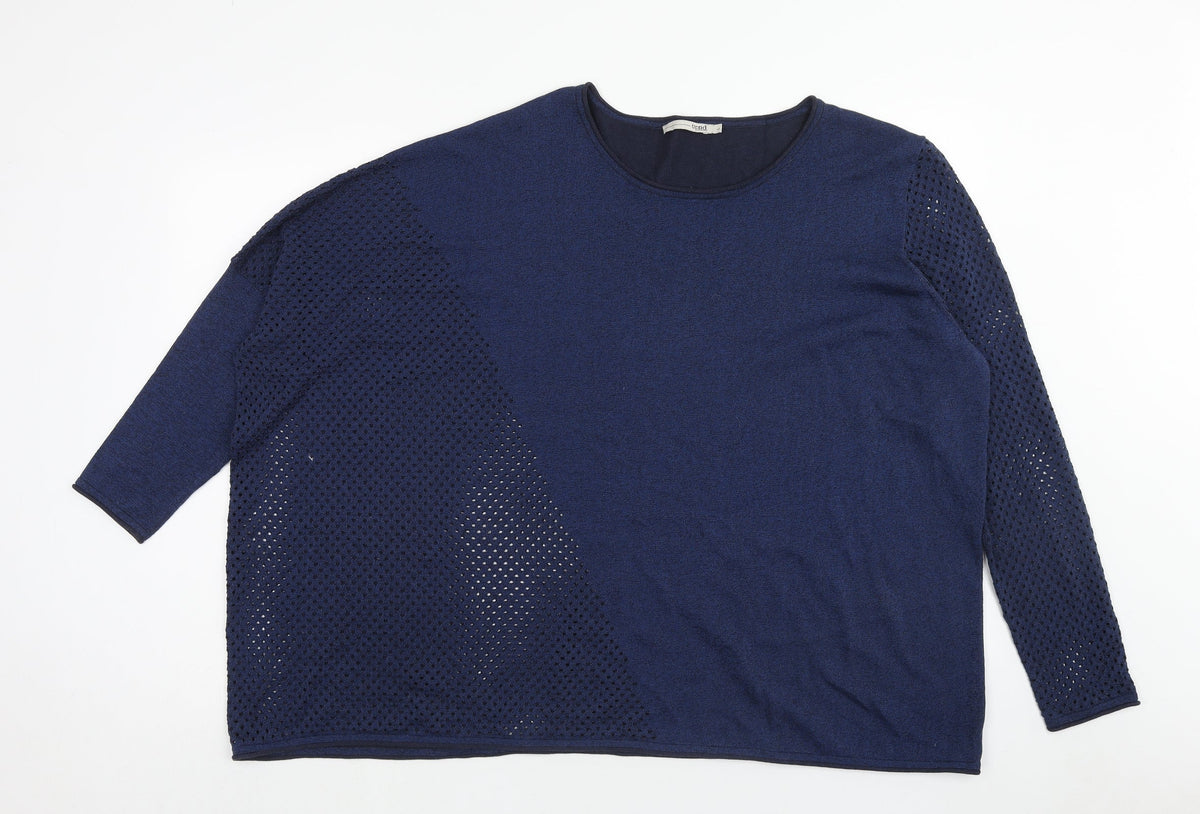 Trend Womens Blue Roll Neck Viscose Pullover Jumper Size L