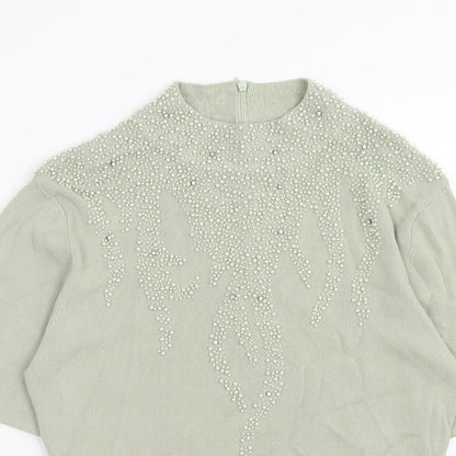 Talisa Womens Green Viscose Basic T-Shirt Size M Mock Neck