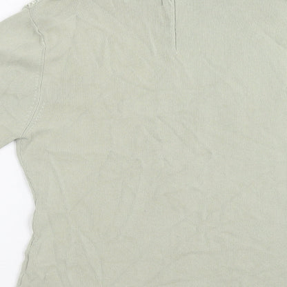 Talisa Womens Green Viscose Basic T-Shirt Size M Mock Neck