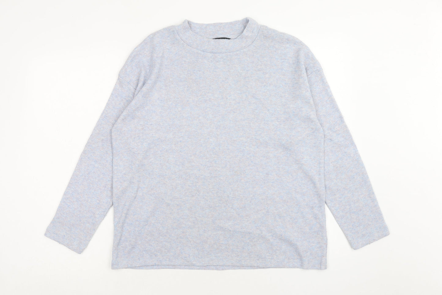 F&F Womens Blue Mock Neck Polyester Pullover Jumper Size 8