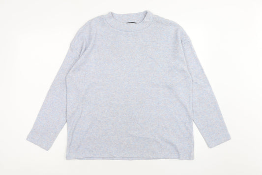 F&F Womens Blue Mock Neck Polyester Pullover Jumper Size 8