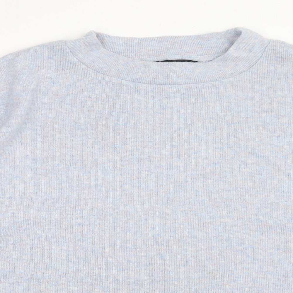 F&F Womens Blue Mock Neck Polyester Pullover Jumper Size 8