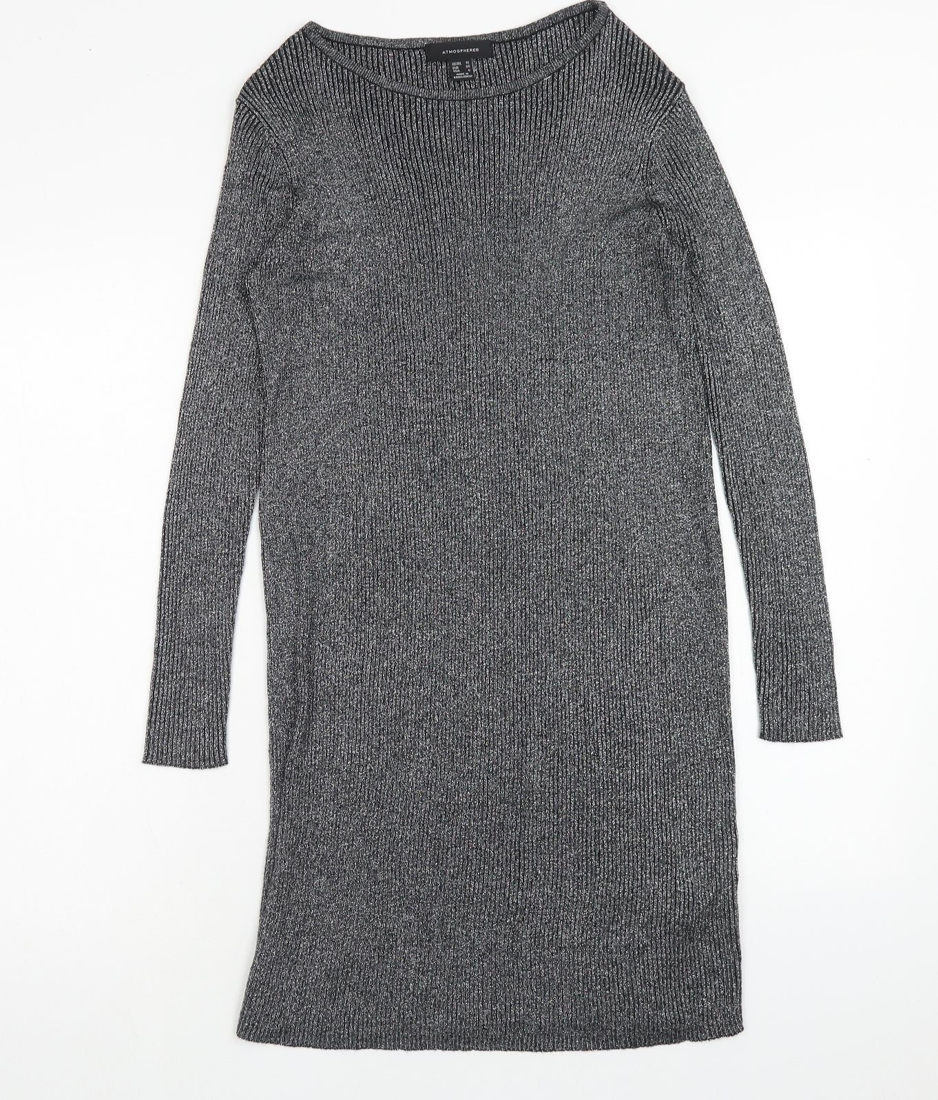 Atmosphere Womens Silver Polyester Jumper Dress Size 10 Boat Neck Pullover - Ribbed
