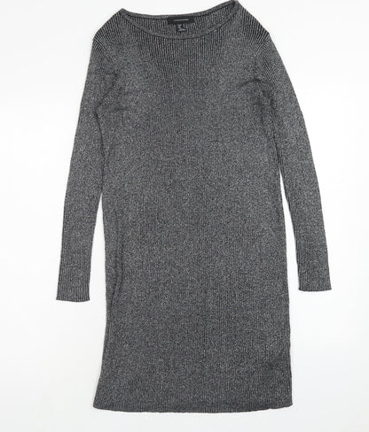 Atmosphere Womens Silver Polyester Jumper Dress Size 10 Boat Neck Pullover - Ribbed