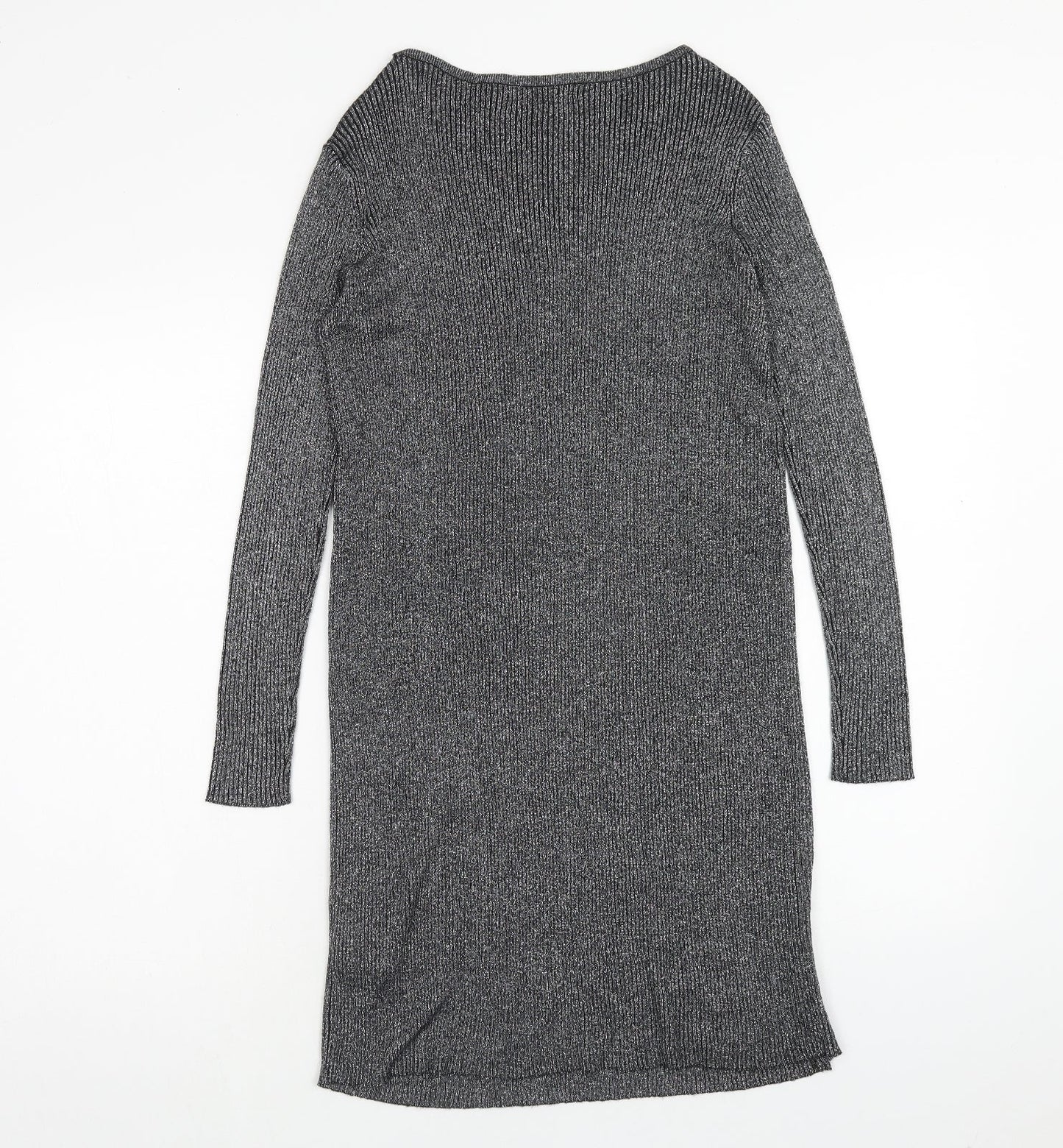Atmosphere Womens Silver Polyester Jumper Dress Size 10 Boat Neck Pullover - Ribbed