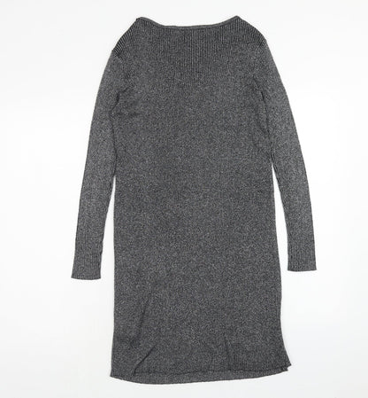Atmosphere Womens Silver Polyester Jumper Dress Size 10 Boat Neck Pullover - Ribbed