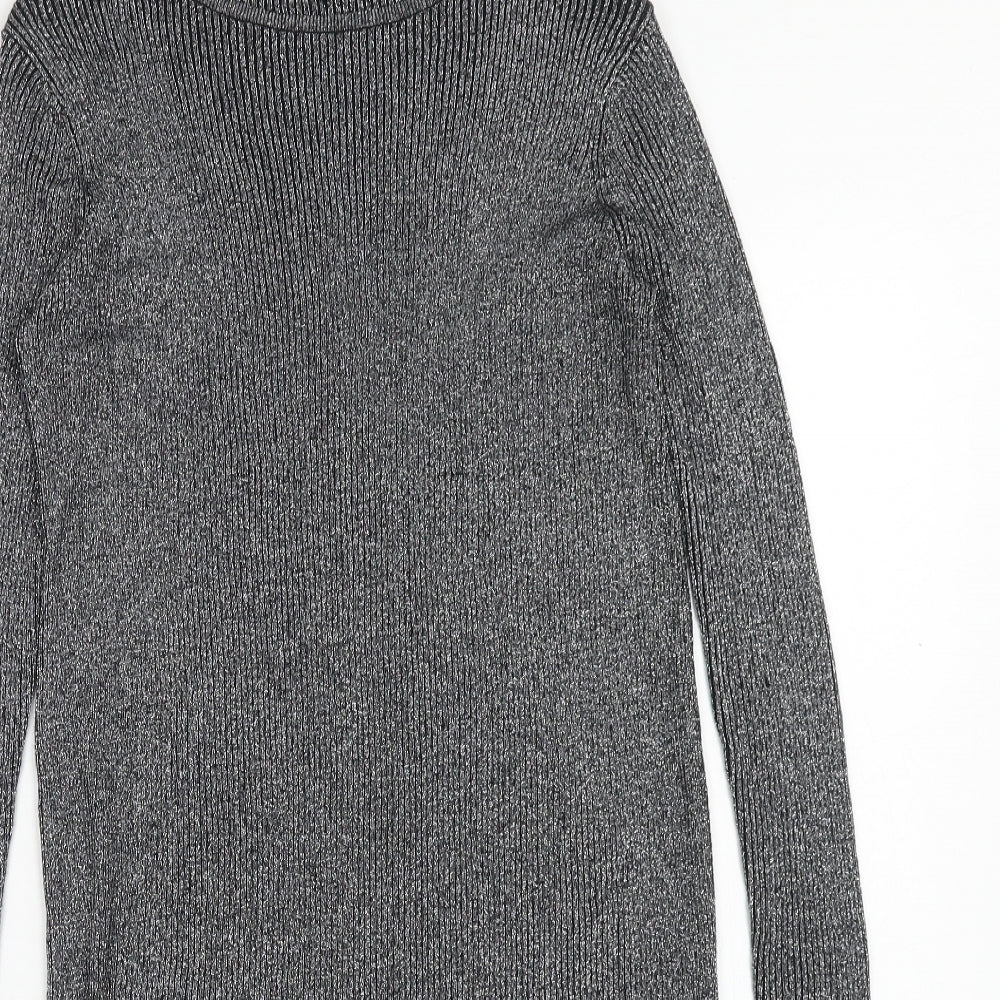 Atmosphere Womens Silver Polyester Jumper Dress Size 10 Boat Neck Pullover - Ribbed