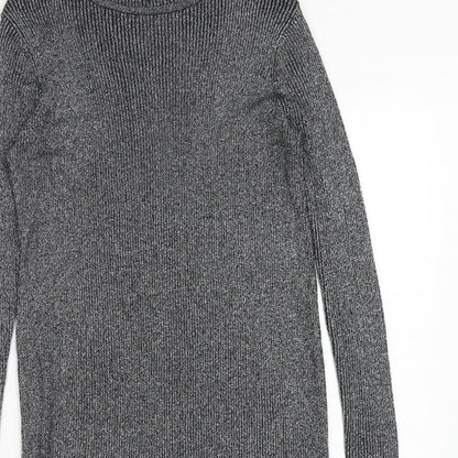 Atmosphere Womens Silver Polyester Jumper Dress Size 10 Boat Neck Pullover - Ribbed