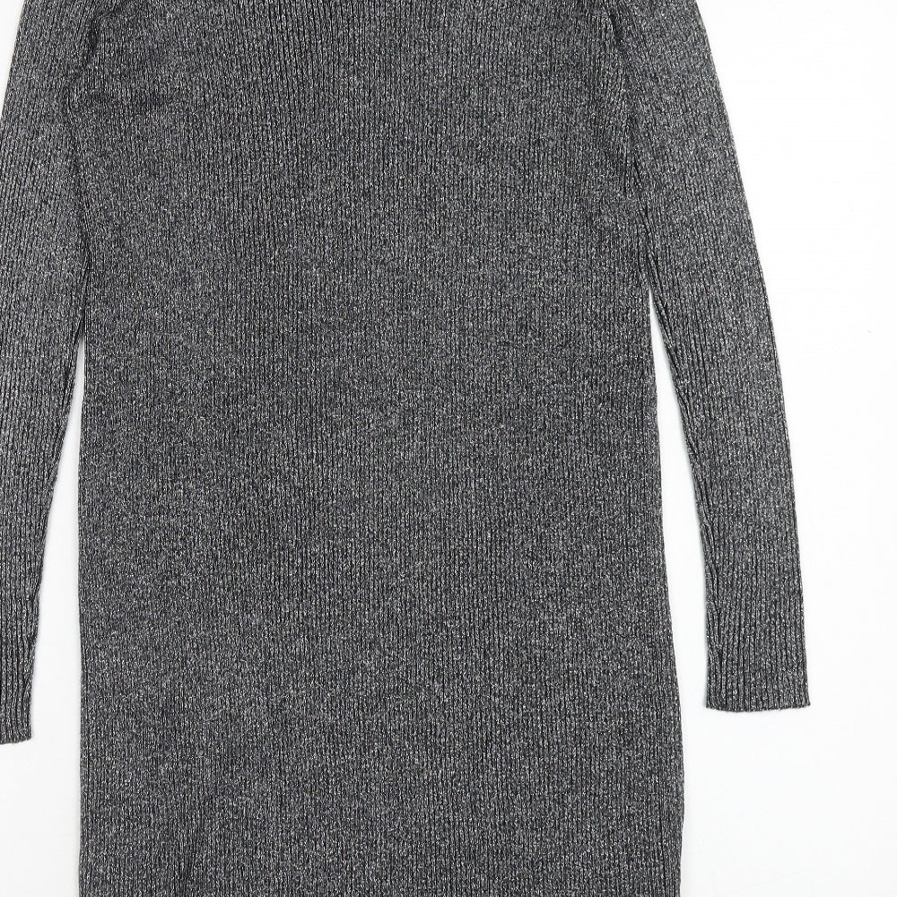 Atmosphere Womens Silver Polyester Jumper Dress Size 10 Boat Neck Pullover - Ribbed