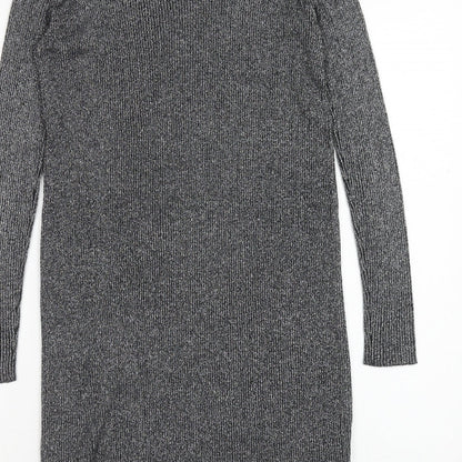 Atmosphere Womens Silver Polyester Jumper Dress Size 10 Boat Neck Pullover - Ribbed