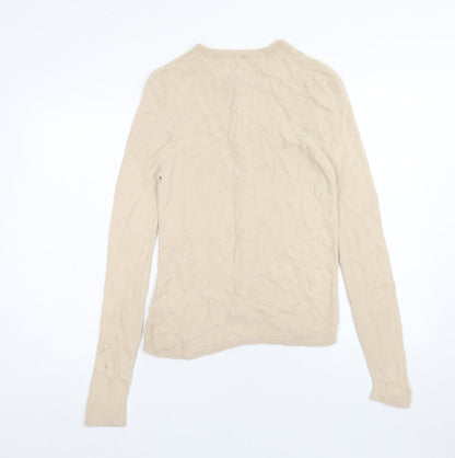 Marks and Spencer Womens Beige Scoop Neck Acrylic Cardigan Jumper Size 10