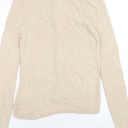 Marks and Spencer Womens Beige Scoop Neck Acrylic Cardigan Jumper Size 10
