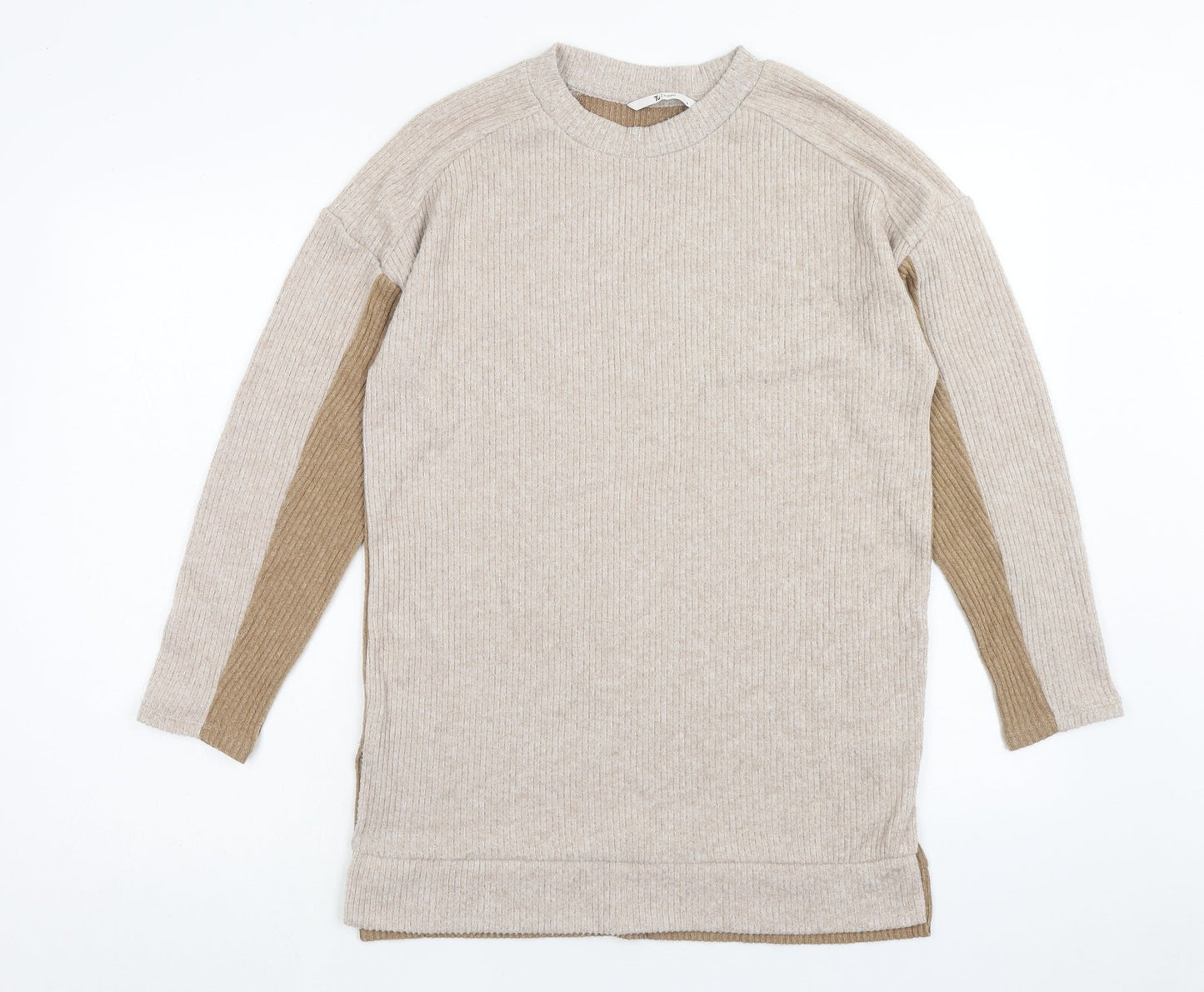 TU Womens Brown Scoop Neck Polyester Pullover Jumper Size 8 - Ribbed