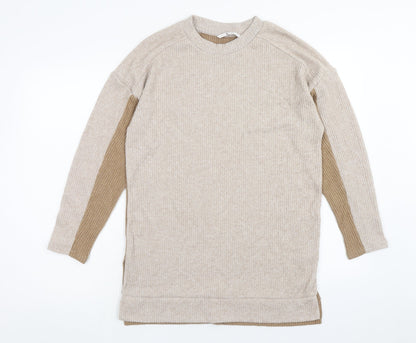 TU Womens Brown Scoop Neck Polyester Pullover Jumper Size 8 - Ribbed