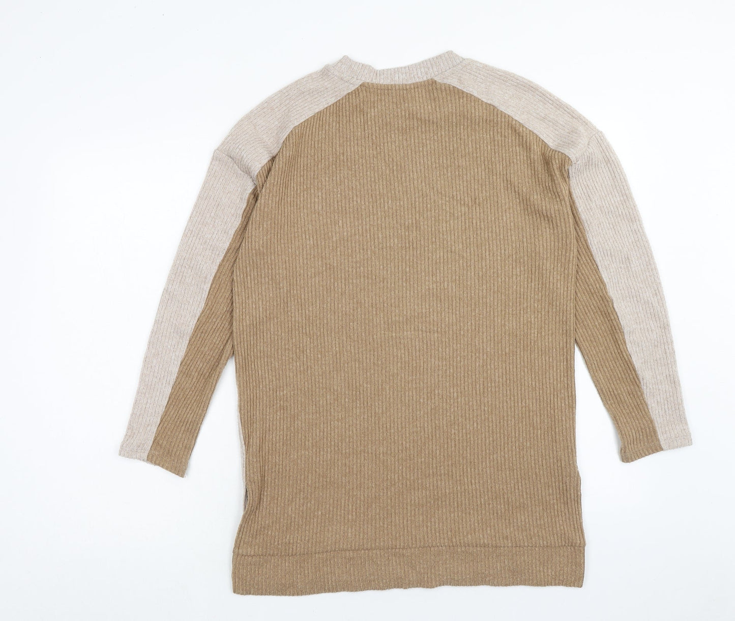 TU Womens Brown Scoop Neck Polyester Pullover Jumper Size 8 - Ribbed