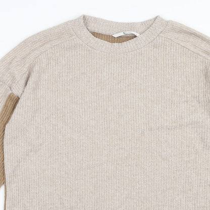 TU Womens Brown Scoop Neck Polyester Pullover Jumper Size 8 - Ribbed