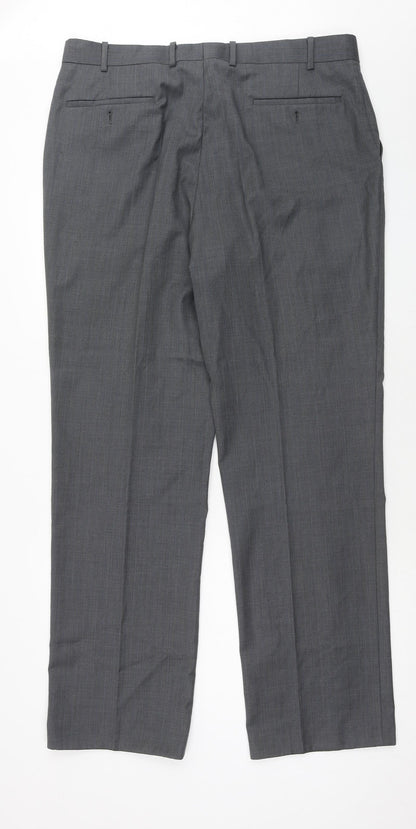 Full Circle Mens Grey Wool Trousers Size 44 in Regular Zip