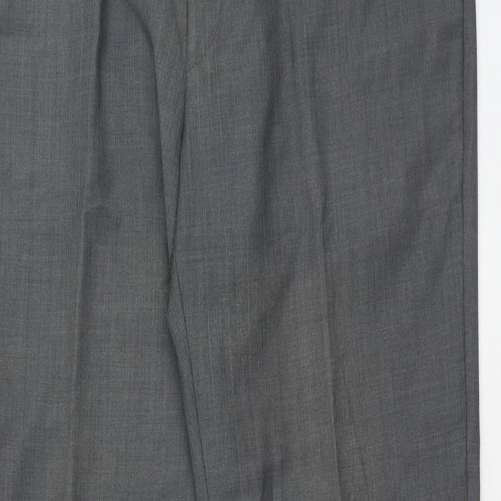 Full Circle Mens Grey Wool Trousers Size 44 in Regular Zip