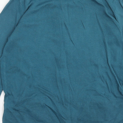 Joanna Hope Womens Blue Scoop Neck Cotton Cardigan Jumper Size 12