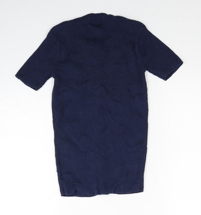 TU Womens Blue Round Neck Cotton Cardigan Jumper Size 8