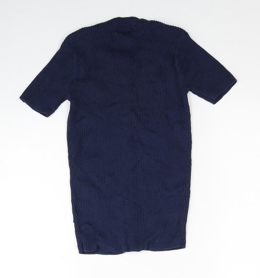 TU Womens Blue Round Neck Cotton Cardigan Jumper Size 8