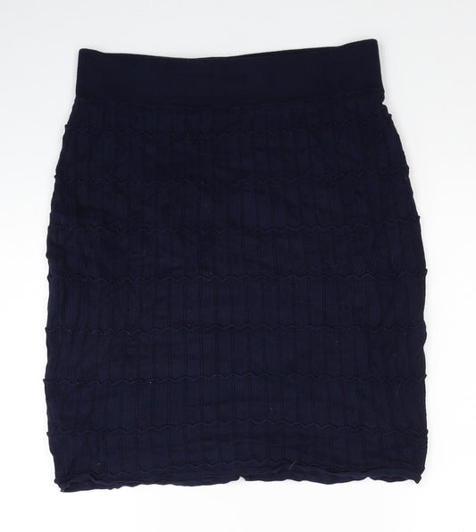 H&M Womens Blue Polyester Straight & Pencil Skirt Size S