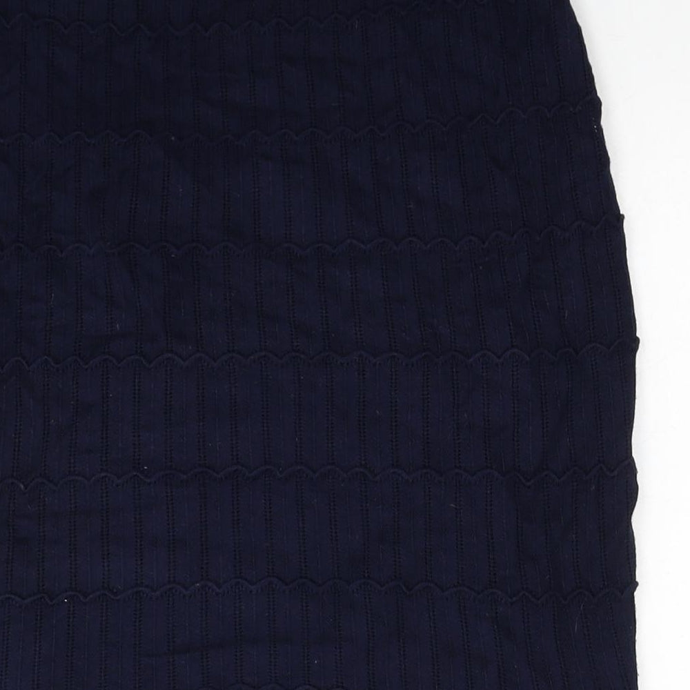 H&M Womens Blue Polyester Straight & Pencil Skirt Size S