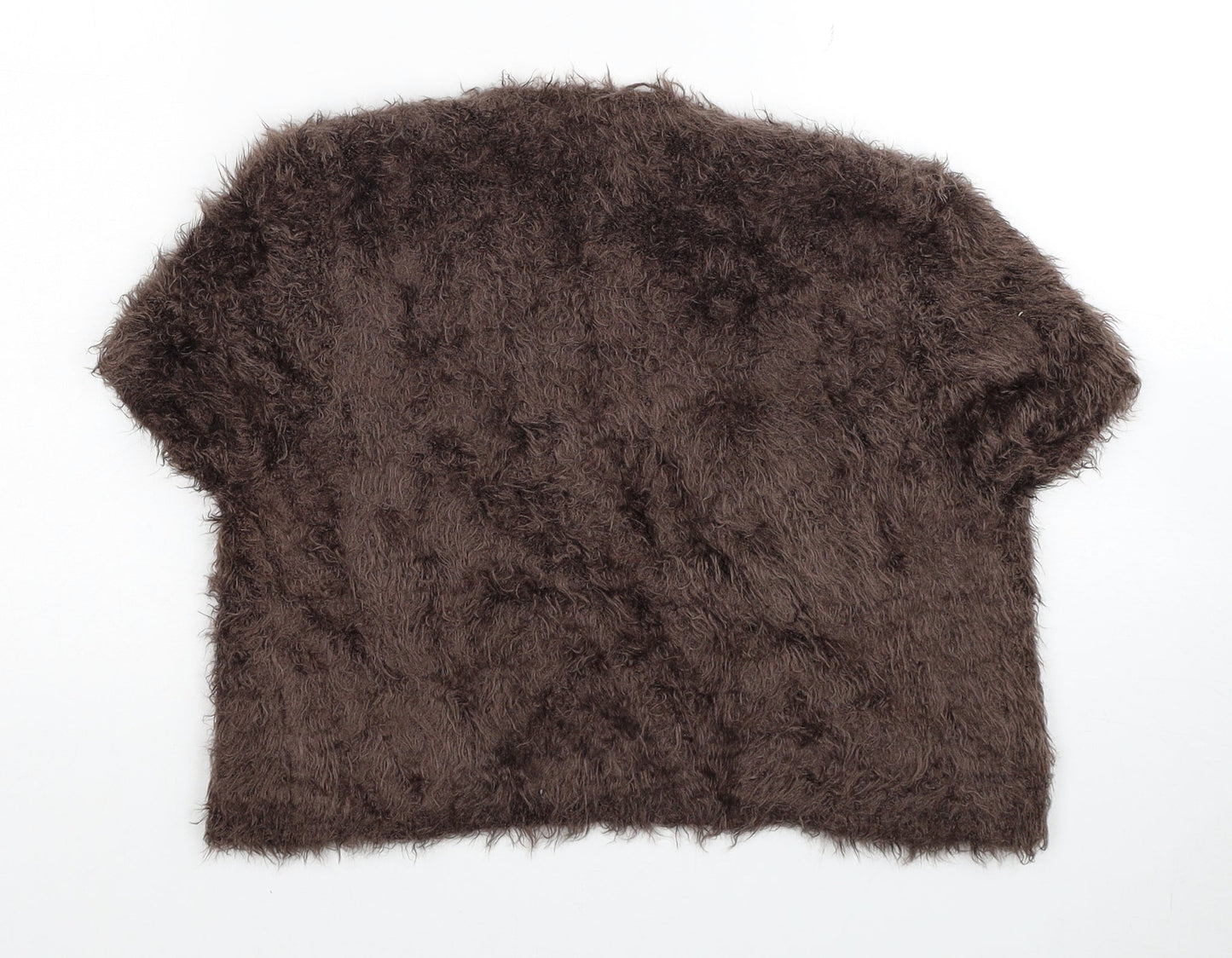 Per Una Womens Brown V-Neck Polyamide Shrug Jumper Size 10 - Fluffy Satin Tie Front