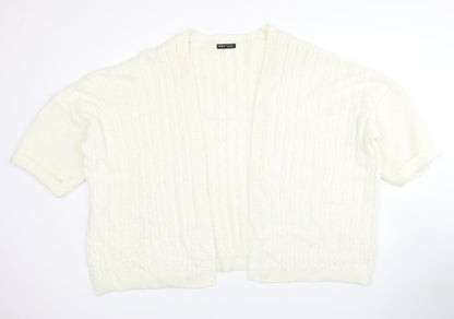 SheIn Womens White V-Neck Acrylic Shrug Jumper Size S