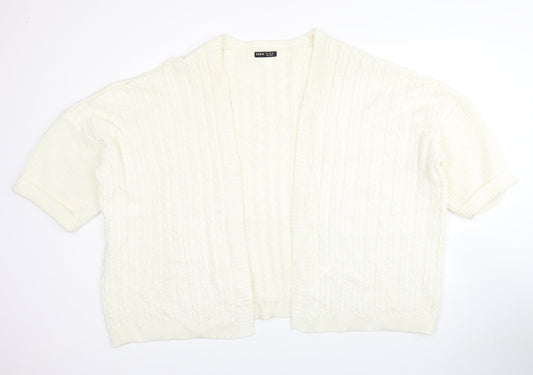 SheIn Womens White V-Neck Acrylic Shrug Jumper Size S