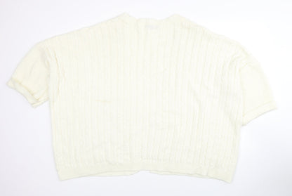 SheIn Womens White V-Neck Acrylic Shrug Jumper Size S