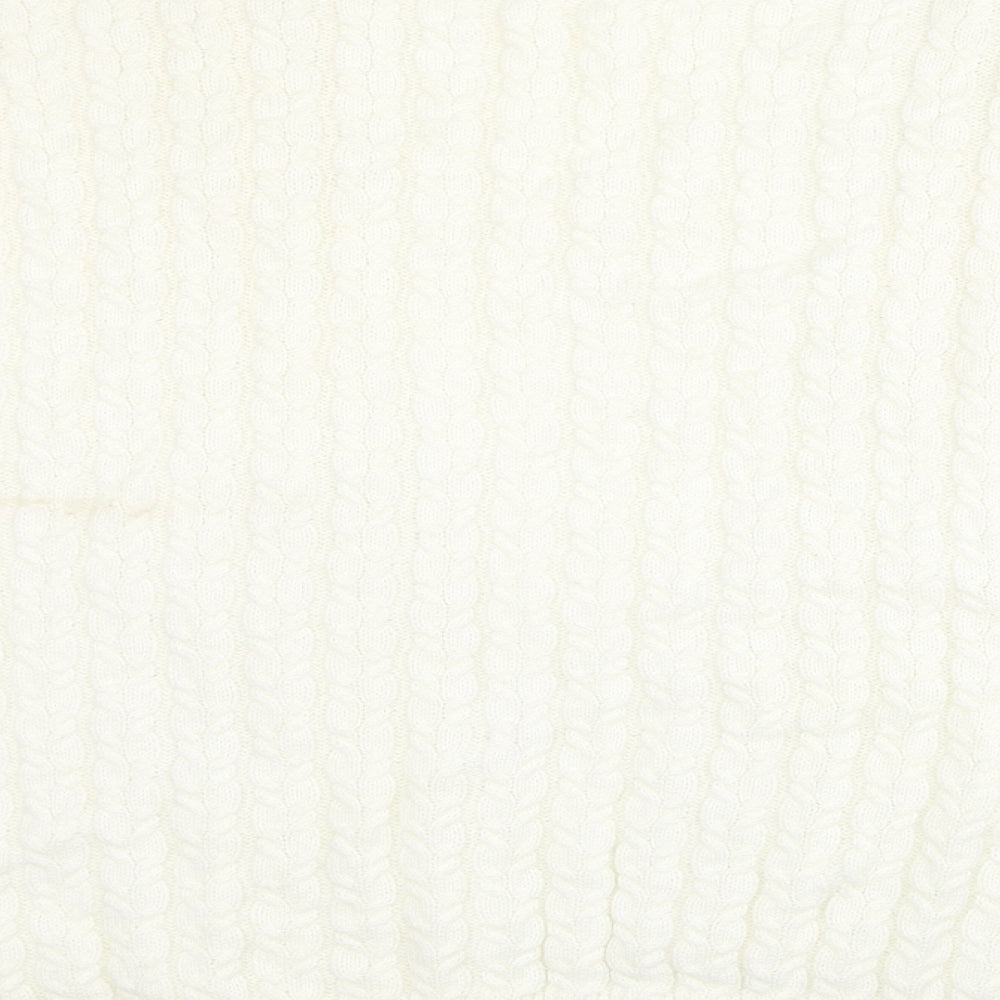 SheIn Womens White V-Neck Acrylic Shrug Jumper Size S