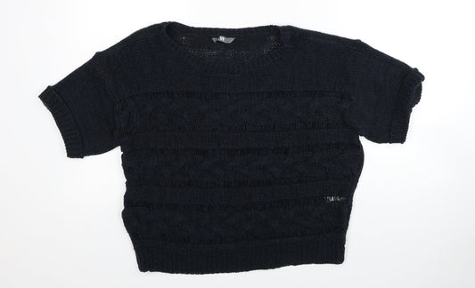 BHS Womens Black Boat Neck Acrylic Pullover Jumper Size 12